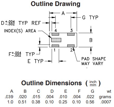 Mechanical Drawing - Mini-Circuits LDPO-33-53+ Ceramic Diplexer